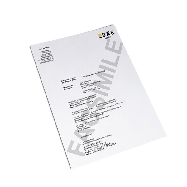 Certificado de Conformidad CE BAR-Cargolift en formato digital